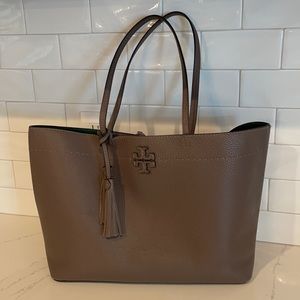 Tory Burch McGraw Pebbled Leather Large Tote Bag